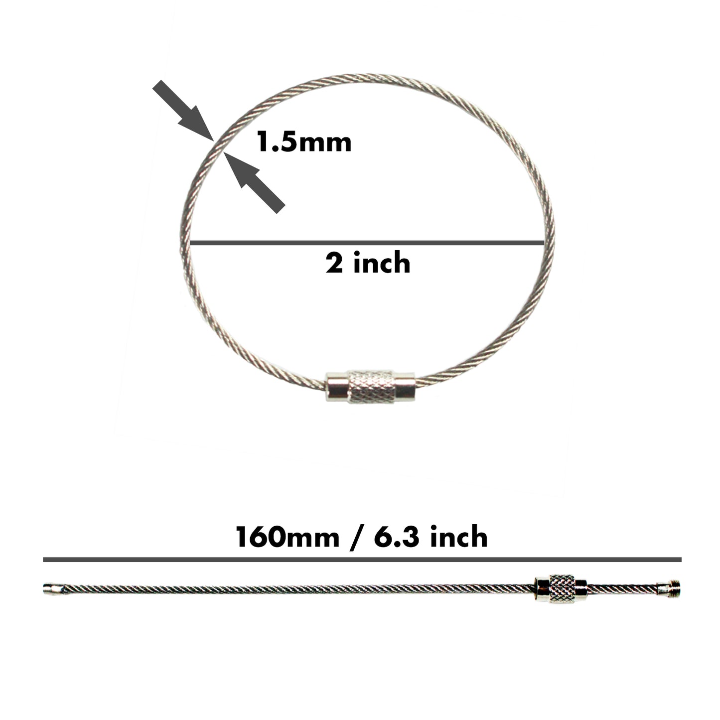 Stainless Steel Wire Keychains (1.5mm Thick) by 6.3 Inches