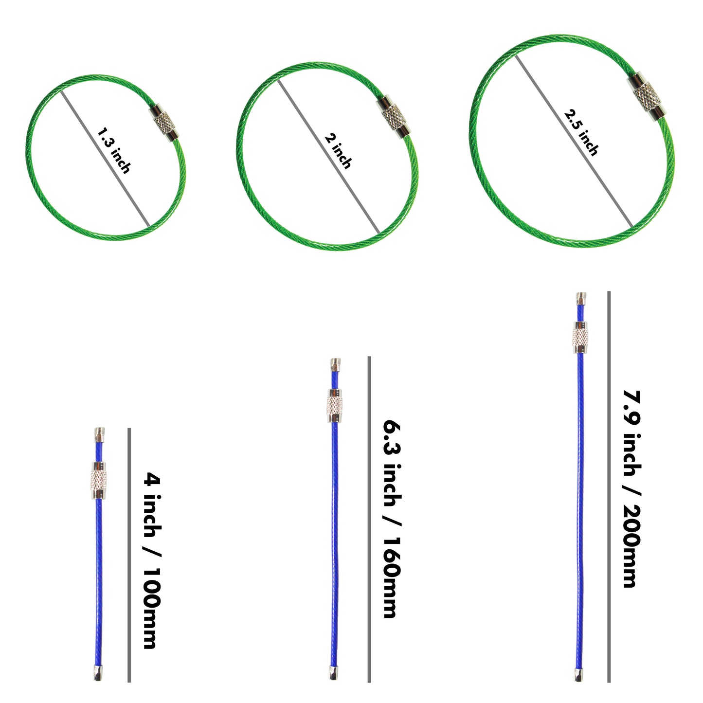 Copy of Colored Stainless Steel Wire Keychains (2mm Thick) by 6.3 Inches (PVC Coated)