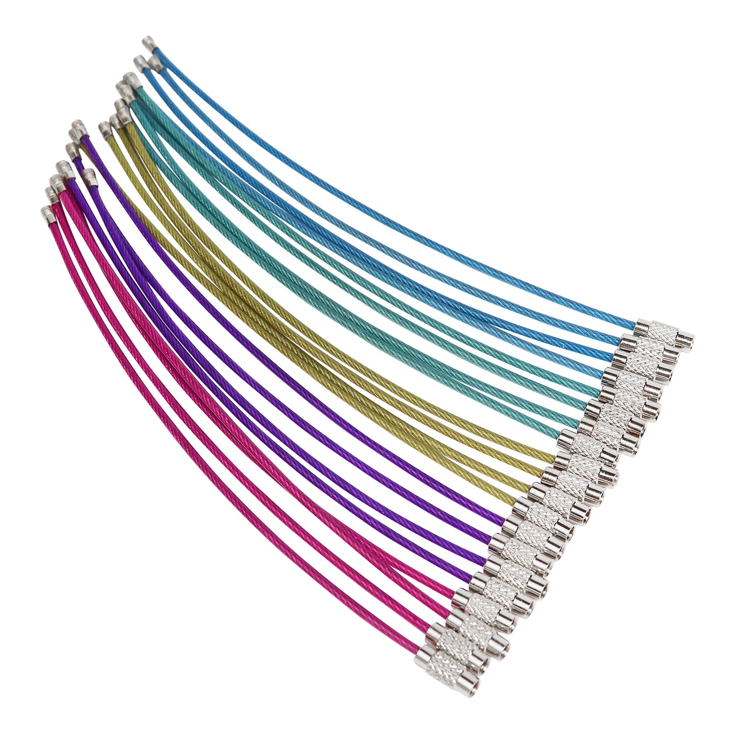 Pastel Colored Stainless Steel Wire Keychains (2mm Thick) by 6.3 Inches (PVC Coated)