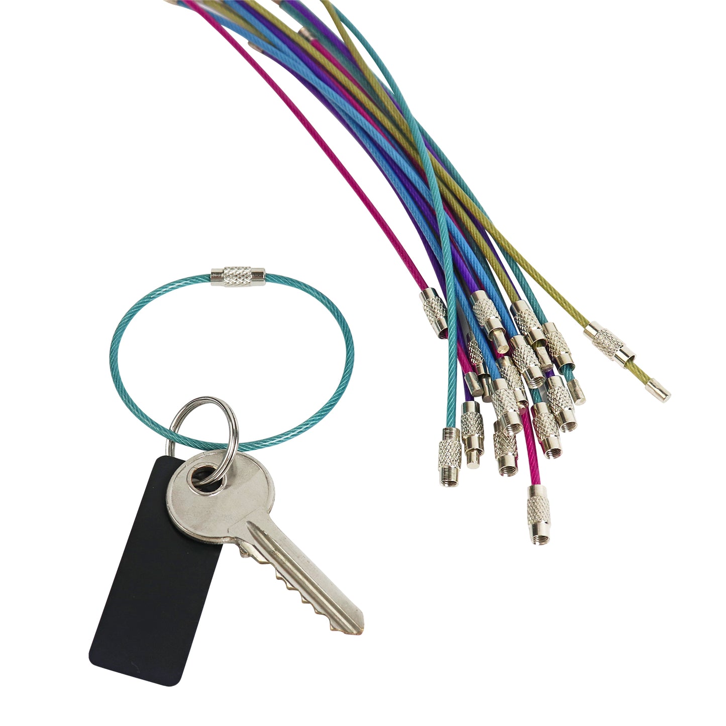 Pastel Colored Stainless Steel Wire Keychains (2mm Thick) by 6.3 Inches (PVC Coated)