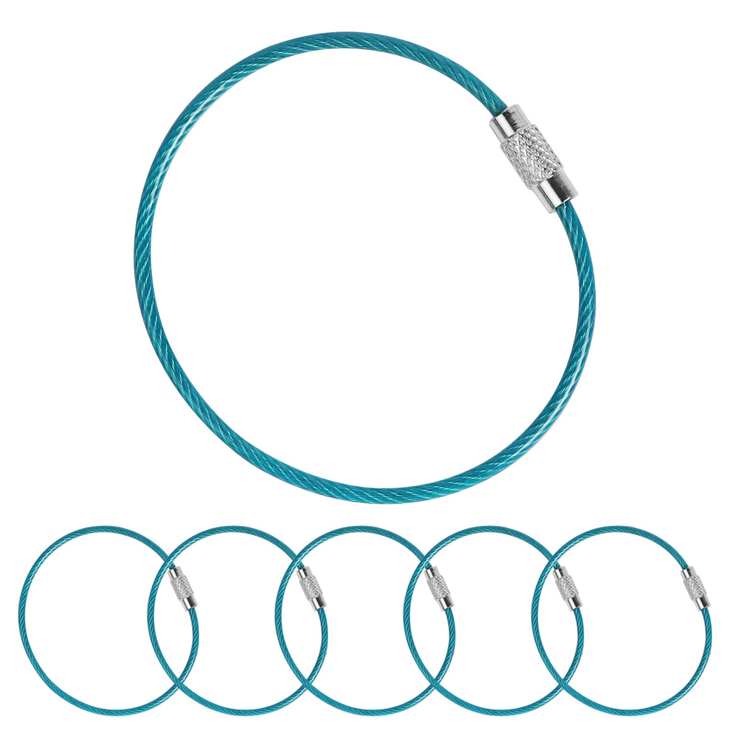 Pastel Colored Stainless Steel Wire Keychains (2mm Thick) by 6.3 Inches (PVC Coated)